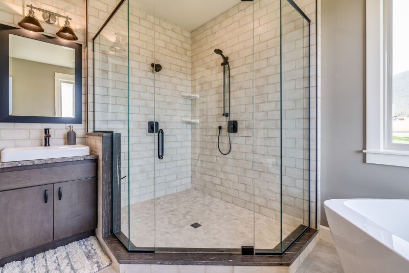 Small Glass Shower with Minimal Frame